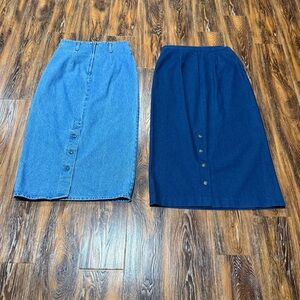Vintage Blue Denim Pencil Skirt Size 10 / 12 M L Women's Prairie Boho Western